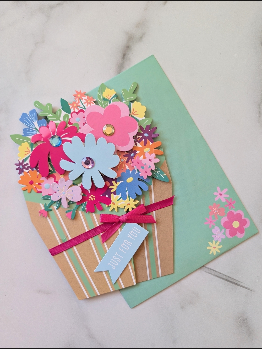 Handmade Pop-Up Bouquet Card — Bright Floral Design